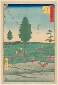 Fukuroi: Berühmte Totomi-Drachen (Fukuroi, meibutsu Ensu tako) aus der Serie 53 Stationen von Tokaido von Ando Hiroshige