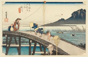 Kakegawa, Berg Akiha, in den Dreiundfünfzig Stationen der Tokaido-Straße (Tokaido Gojusan Tsugi-no Uchi) von Ando Hiroshige