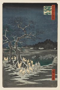 Silvester-Fuchsfeuer am Wechselbaum, Oji, 19. Jahrhundert von Ando Hiroshige