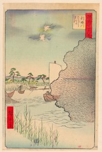 Verstreute Kiefern entlang des Tone-Flusses (Tone-gawa, Barabara-matsu) aus der Serie Einhundert berühmte Ansichten von Edo von Ando Hiroshige