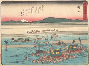 Shimada, Oigawa Shun-Gan, Ufer des Oi-Flusses, ca. 1838