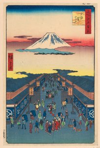 Suruga-Straße (Suruga-cho) aus der Serie Einhundert berühmte Ansichten von Edo von Ando Hiroshige