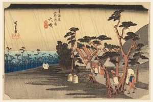 Toras Regen (Oiso, Tora-ga-ame), in Die Dreiundfünfzig Stationen der Tokaido-Straße (Tokaido Gojusan Tsugi-no Uchi)