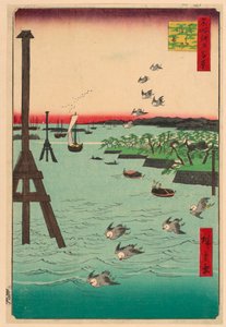 Ansicht der Shiba-Küste (Shibaura no fukei) aus der Serie Einhundert berühmte Ansichten von Edo