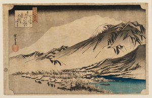 Holzschnitt - Abendlicher Schnee am Berg Hira, 1797-1858