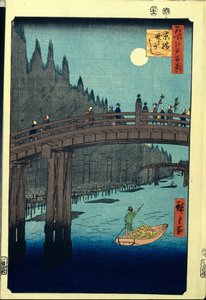 Bambusquai bei der Kyobashi-Brücke (Hundert berühmte Ansichten von Edo)