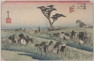 Pferdemarkt im Frühsommer von Ando or Utagawa Hiroshige