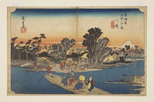 Kawasaki: Die Rokugō-Fähre von Ando or Utagawa Hiroshige