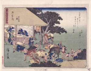 Kyoka Tokaido Serie, Ishiyakushi von Ando or Utagawa Hiroshige