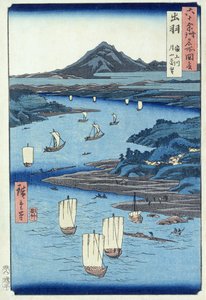 Magami-Fluss und Tsukiyama, Provinz Dewa von Ando or Utagawa Hiroshige