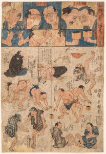 Trainingsbewegungen der Sumo-Ringer von Ando or Utagawa Hiroshige
