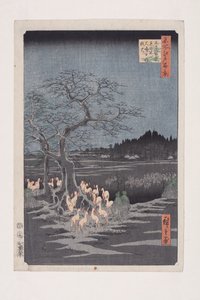 Silvester-Fuchsfeuer am Wechselbaum, Oji von Ando or Utagawa Hiroshige