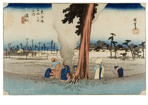 Nr. 30 Hamamatsu - Eine trostlose Winterszene, Edo-Periode, ca. 1833-34 von Ando or Utagawa Hiroshige