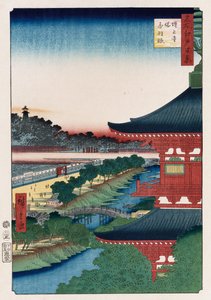"Pagode von Zojoji, Akabane", aus der Serie "Hundert Ansichten berühmter Orte in Edo" von Ando or Utagawa Hiroshige