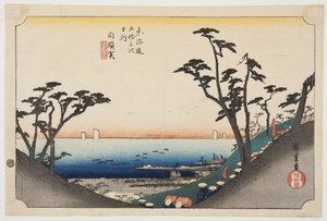 Shirasuka: Blick auf Shiomizaka (Shirasuka, Shiomizaka zu) von Ando or Utagawa Hiroshige