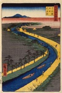 Schleppboote auf dem Yotsugidōri-Kanal von Ando or Utagawa Hiroshige
