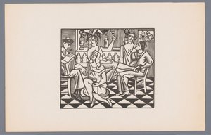 Zwei Matrosen und drei Frauen in einem Café von André Lhote