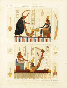 Gemälde von zwei Harfenspielern im Grab von Pharao Ramses III. im Tal der Könige