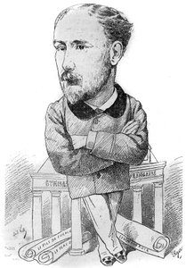 Karikatur von Albert Delpit (1849-1893), französischer Romanautor. Zeichnung von Andre Gill. Gravur in „Le Monde Illustré“. von Andre Gill
