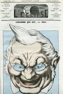 Karikatur von „dem Mann, der lacht“, Adolphe Thiers (1797-1877), französischer Politiker. Titelblatt in „L