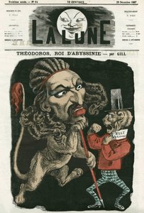Illustration von „Theodoros, König von Abessinien“. Karikatur von Gill, in „La Lune“, 22. Dezember 1867.