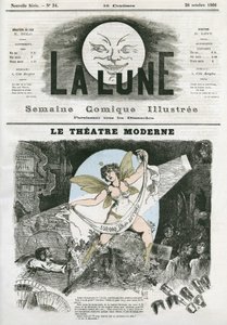 Le Theatre Moderne in Paris. Karikatur von Gill, in „La Lune“, 28. Oktober