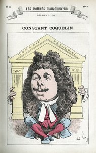 Porträt von Constant Coquelin (1841-1909), französischer Theaterschauspieler. Karikatur von Gill, Paris.