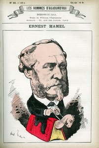 Porträt von Ernest Hamel (1826-1898), französischer Anwalt und Politiker. Karikatur von Gill, in „Les Homme d