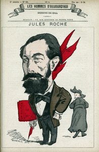 Porträt von Jules Roche (1841-1923), französischer Politiker, er war Abgeordneter und Minister für Handel und Industrie von 1890 bis 1892. Karikatur von Gill, Paris.