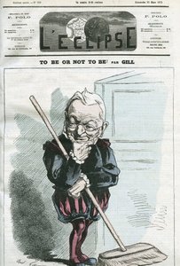 Sein oder Nichtsein, Karikatur von Adolphe Thiers (1797-1877), französischer Staatsmann. Titelblatt in "L