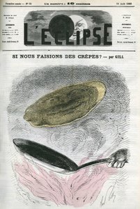Warum machen wir keine Crêpes? Illustration von Gill als Reaktion auf Zensur. Titelblatt in „L