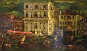 Einschiffung der Dogaressa Morosina Morosini Grimani am 4. Mai 1597, Venedig, ca. 1600