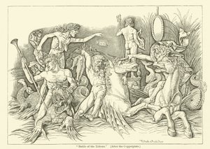 Schlacht der Tritonen (Gravur) von Andrea (after) Mantegna