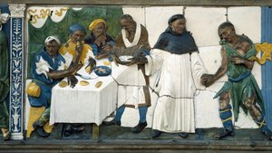 Detail der Armen, die Nahrung erhalten von Andrea (workshop of) Della Robbia