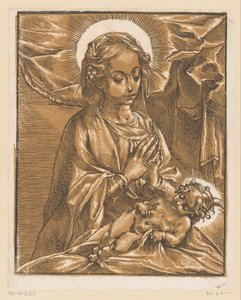 Maria betet das Christuskind an