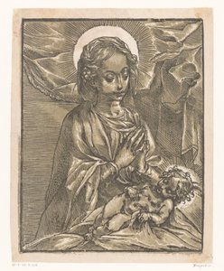 Maria betet das Christuskind an