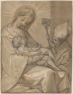 Madonna mit Kind und einem Bischof von Andrea Andreani after Alessandro Casolani