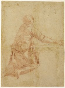 Kniende Figur von hinten (recto); Drei Halbfigurenstudien einer verschleierten weiblichen Figur (verso)