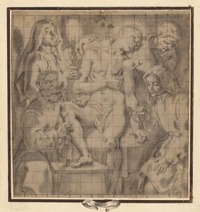 Figuren, die den verwundeten Heiligen Sebastian pflegen
