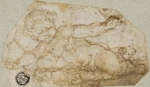 Putto mit Girlande von Andrea Lilio