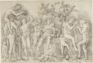 Bacchanal mit einer Weinpresse von Andrea Mantegna
