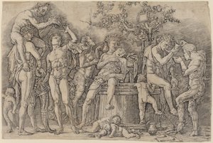 Bacchanal mit Weinfass