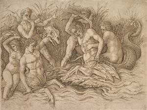 Schlacht der Meeresgötter rechte Hälfte, ca. 1485-88
