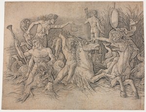Schlacht der Meeresgötter - linker Teil von Andrea Mantegna
