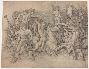 Schlacht der Meeresgötter - linker Teil von Andrea Mantegna