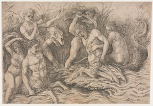 Schlacht der Meeresgötter - rechter Teil von Andrea Mantegna