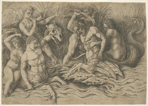 Schlacht der Meeresgötter: Rechte Hälfte eines Frieses von Andrea Mantegna