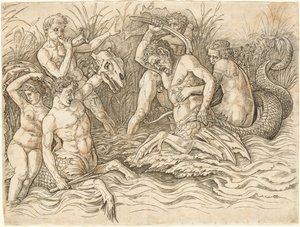 Schlacht der Meeresgötter [rechte Hälfte] von Andrea Mantegna