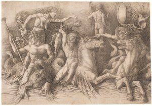 Kampf der Meeresgötter, linke Hälfte von Andrea Mantegna