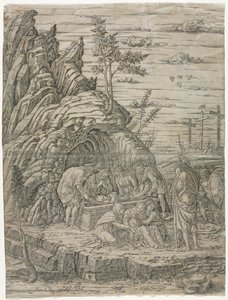 Die Grablegung mit den vier Vögeln von Andrea Mantegna